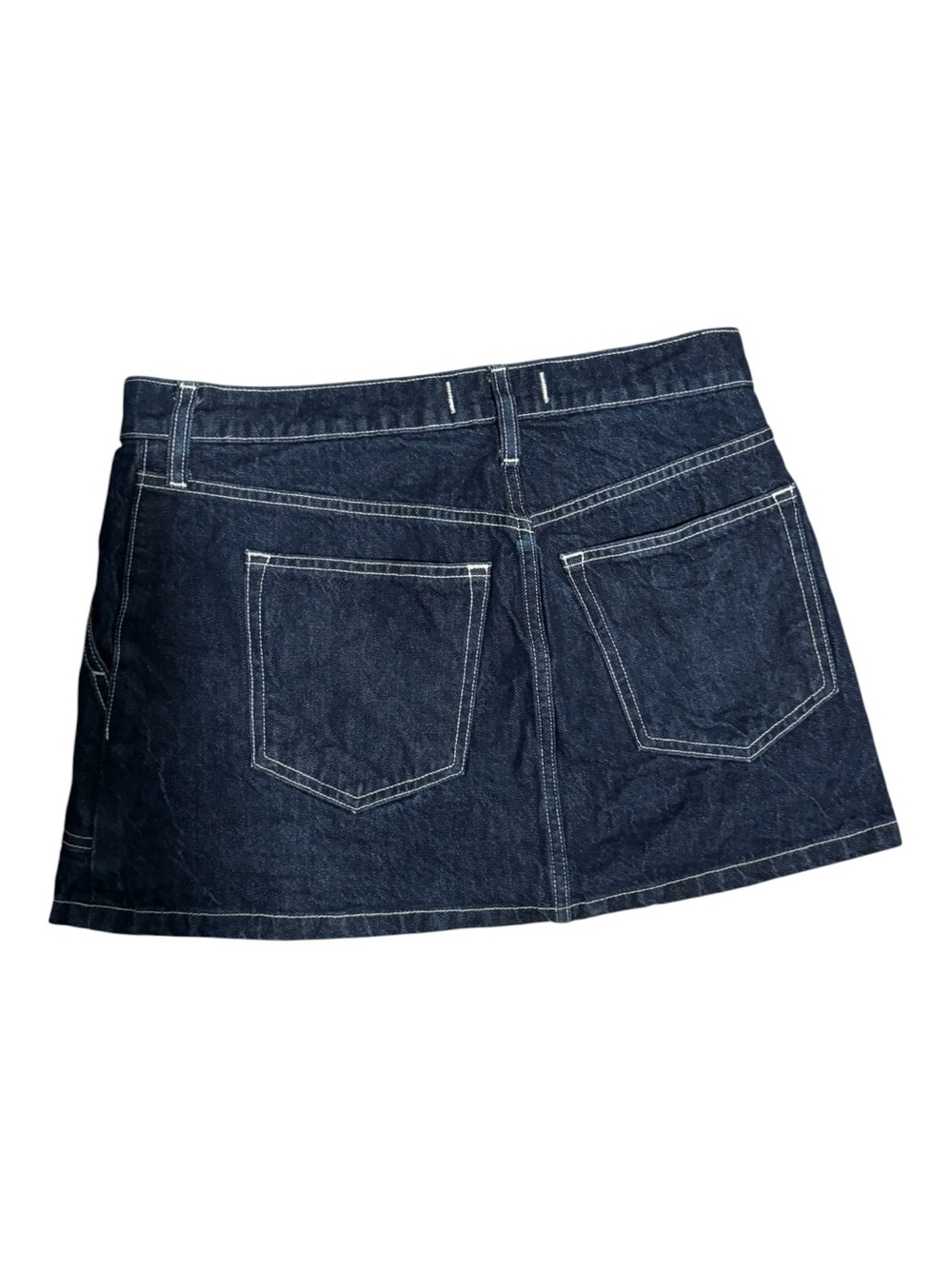 Abercrombie & Fitch Dark Denim Wrap Mini Skirt Contrast Stitch Size 28 NWOT - Picture 3 of 4
